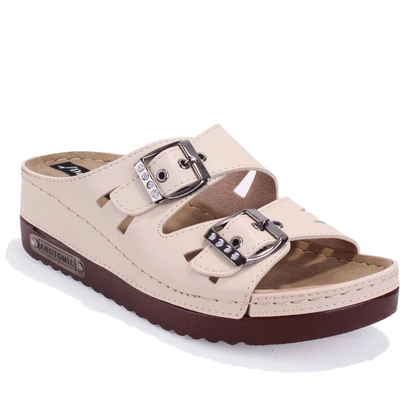 Dagoster DZA37-3001 Bej  Günlük Ortopedik  Kadın Terlik