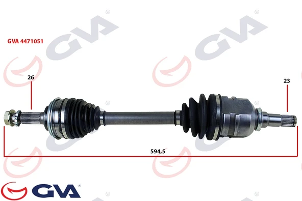GVA 4471051 KOMPLE AKS SOL TOYOTA COROLLA 1.6L 4A-FE AE101 AE111 92-00 / 1.3L 2E EE100 EE111 94-00 ABS SİZ ARAÇLAR İÇİN 26X23 KOMPLE BOY 599.5MM 4342020111-4342020112-4342020113 ürün görseli
