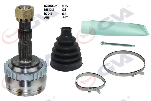 GVA 4490210K DIŞ AKS KAFASI CORSA B-C 94>06 COMBO B-C 94>11 TIGRA B 04>10 MERIVA A 04>10 ABS Lİ 29 DİŞ 22x28x52 150mm 26089775-26067600-26060699-26032411 ürün görseli 1