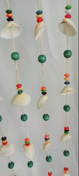 Renkli Boncuklu Deniz Kabuğu Figürlü 7'li Rüzgar Gülü - Resim 3