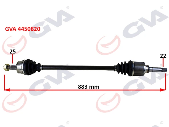 GVA 4450820 KOMPLE AKS SAĞ BIPPER 1.4 HDI 07 > 883mm 3273.TC ürün görseli