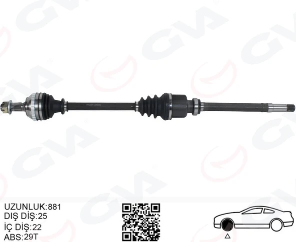 GVA 4443324 KOMPLE AKS SAG ON PEUGEOT 306 7B.N3.N5 1.6i M-T ABSLI 29 DIS 93-02 3273.R9-3273.25-3273.R8 ürün görseli 1