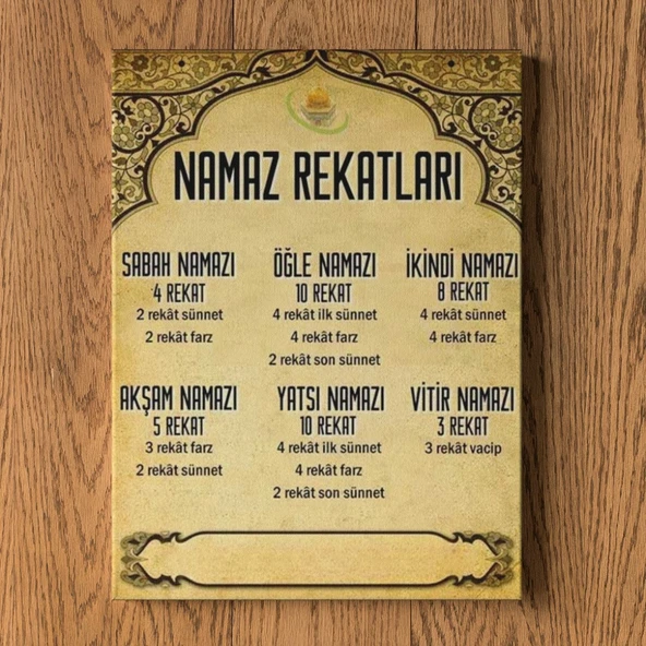 Namazlar Kaç Rekat Tablo - İslami Bilgilendirici Tablo