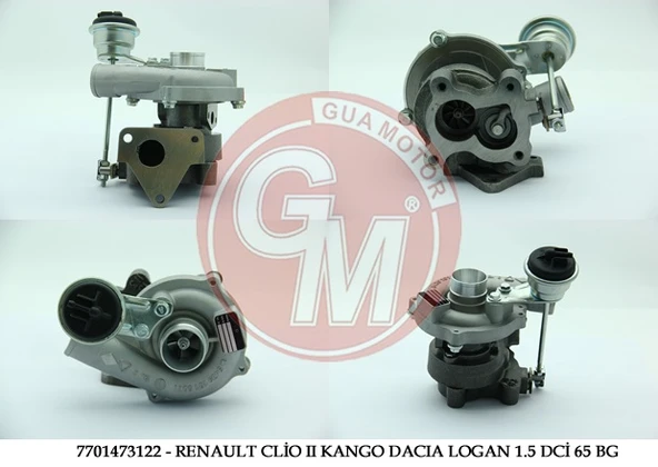 GUA 40419 TURBO ŞARJ RENAULT CLİO II KANGO DACIA SYMBOL MEGANE II 1.5 DCİ 65 BG 7701473122-1441100QAF-1441100QAG ürün görseli