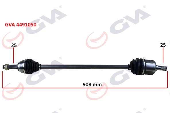GVA 4491050 KOMPLE AKS SAĞ ACCENT ADMIRE 1.3-1.5D 03-06 ABS Lİ 29DİŞ 908mm 4950025210 ürün görseli 1