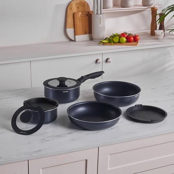 Karaca Biodiamond Smart Clip İndüksiyon Tabanlı 9 Parça Tencere Seti - Resim 3