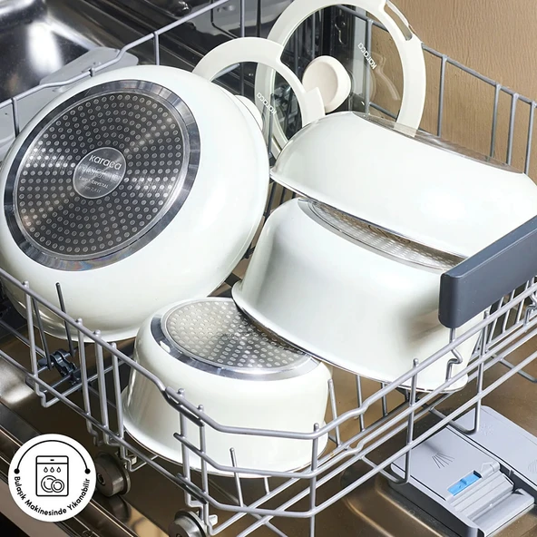 Karaca x Refika Swiss Crystal Almond Cream Easy Clip 7 Parça Tencere Seti - Resim 12