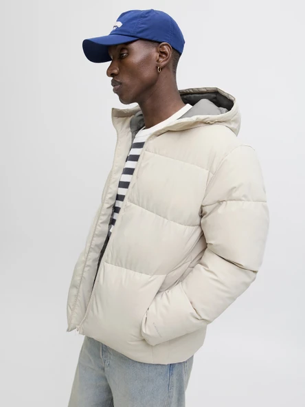 JACK JONES Erkek Kolu Yazı Baskılı Şişme Mont 12283517 - Resim 3