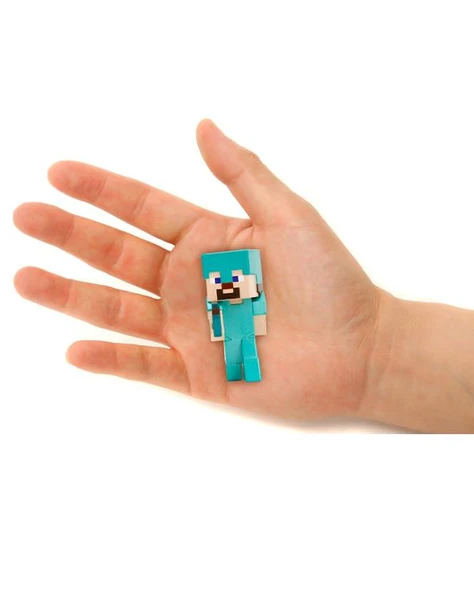 Minecraft Metal Tekli Figür Steve in Diamond Armor - Resim 3