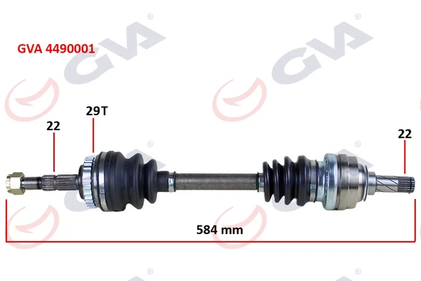 GVA 4490001 KOMPLE AKS SOL ASTRA F-VECTRA A 1.4i-1.6 16V 92-98 ABS LI 29 DİŞ 584mm 374178-90350865-90444327 ürün görseli