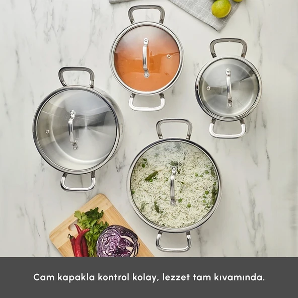 Karaca Arena 8 Parça Çelik Tencere Seti - Resim 4