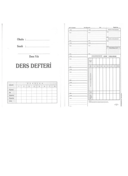 Ders Defteri 8 Derslik Günlük Yoklamalı 200 Sayfa Sert Kapak  sarı - 2