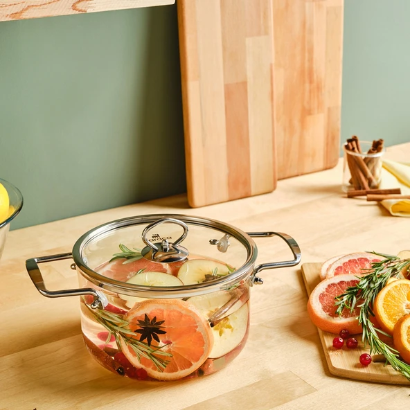 Karaca Amore Borosilikat Cam Derin Tencere 18 Cm - Resim 6