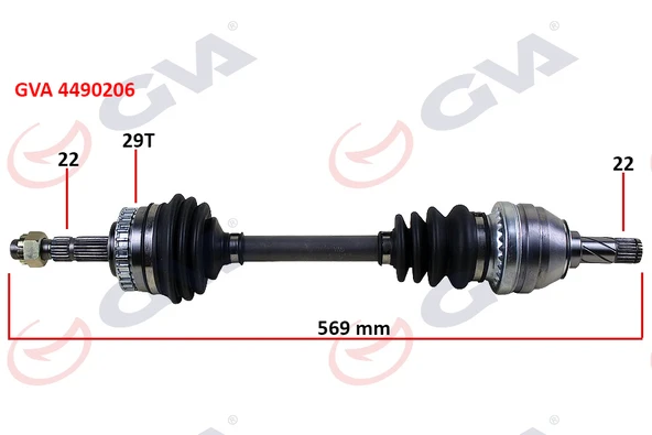 GVA 4490206 KOMPLE AKS SOL CORSA B 1.6 93-00 ABS Lİ 29 DİŞ 569mm 374259-374511-93299247 ürün görseli 1