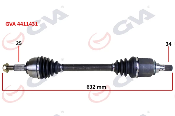 GVA 4411431 KOMPLE AKS SOL RENAULT FLUENCE 09- MEGANE IV 1.5 DCİ 6 VİTES AUTO. 632mm 391016076R-391019932R ürün görseli 1