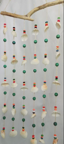 Renkli Boncuklu Deniz Kabuğu Figürlü 7'li Rüzgar Gülü ürün görseli 1