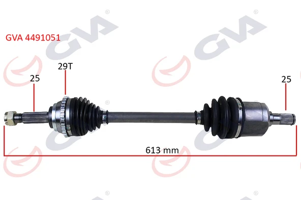 GVA 4491051 KOMPLE AKS SOL ACCENT ADMIRE 1.3-1.5D 03-06 ABS Lİ 29DİŞ 613mm 4950025300 ürün görseli 1