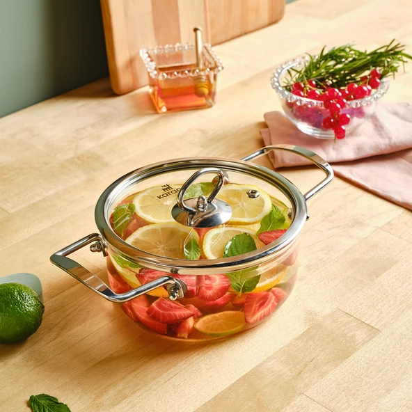 Karaca Amore Borosilikat Cam Derin Tencere 16 Cm - Resim 6