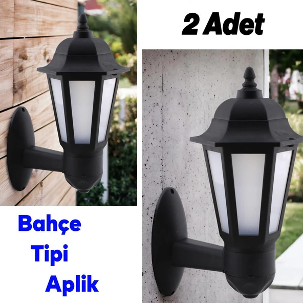 Bahçe Sokak Duvar Aplik Lamba Aydınlatma Lale Bahçe Armatürü Yandan Montaj E27 Duy Siyah Plastik ürün görseli 1