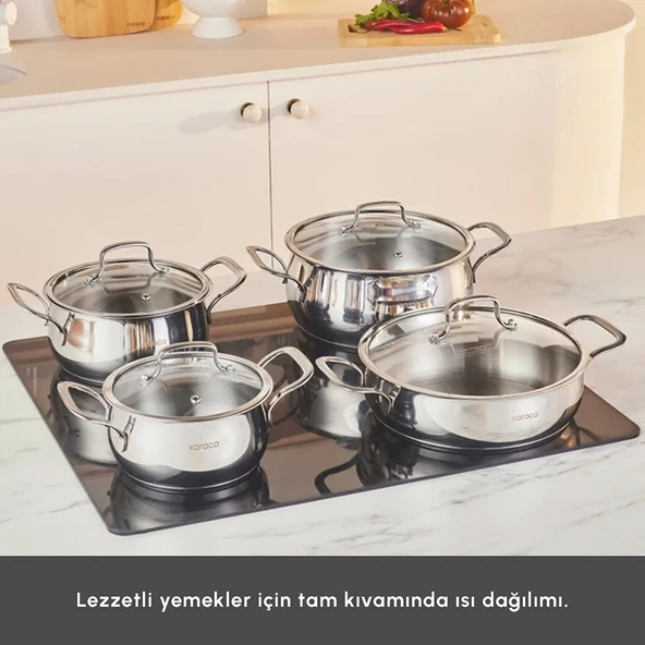 Karaca Arena 8 Parça Çelik Tencere Seti - Resim 3
