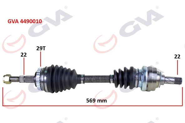 GVA 4490010 KOMPLE AKS SOL CORSA B 1.2i 16V 93-00 ABS Lİ 569mm 29DİŞ 374222-26029828-93192081-374366 ürün görseli 1