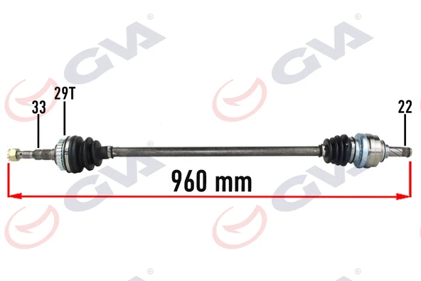 GVA 4490115 KOMPLE AKS SAĞ OPEL VECTRA B 1.6 99-02 MAKYAJLI KASA ABS Lİ 29DİŞ 960mm 374350-9119915-93184264 ürün görseli 1