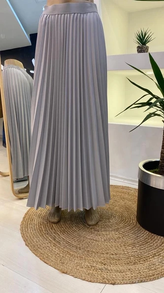 İnvee Pliseli Etek GÜMÜŞ 6998 - Resim 4