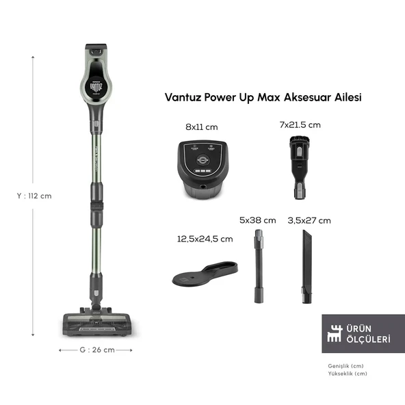 Karaca Vantuz Power Up Max Dikey Süpürge Sage Green - Resim 3