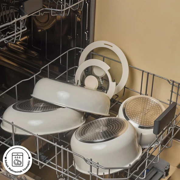 Karaca x Refika Swiss Crystal Almond Cream Easy Clip 9 Parça Tencere Seti - Resim 10