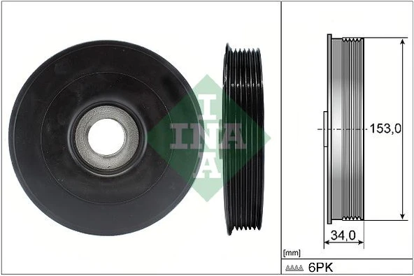 INA 544007910 KRANK KASNAĞI P107-207-P307-P308-P406-P407-PARTNER-BERLINGO-C1-C2-C3-C4-XSARA-FOCUS II-FIESTA 02> 1.4-1.6 HDI-TDCI VOLVO C30 06>12 1.6D S40 II 05>12 1.6D V50 05>12 1.6D MAZDA II 1.4CD II ürün görseli 1