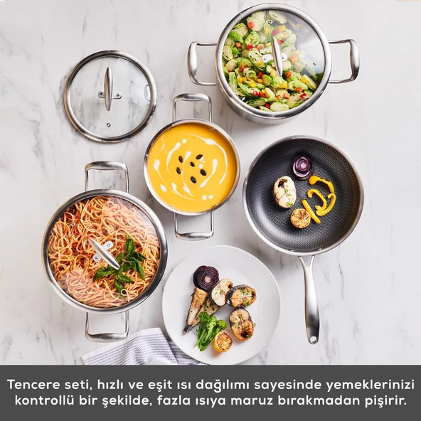 Karaca Powersteel 5Ply 316+ İndüksiyon Tabanlı 7 Parça Çelik Tencere Seti - Resim 7