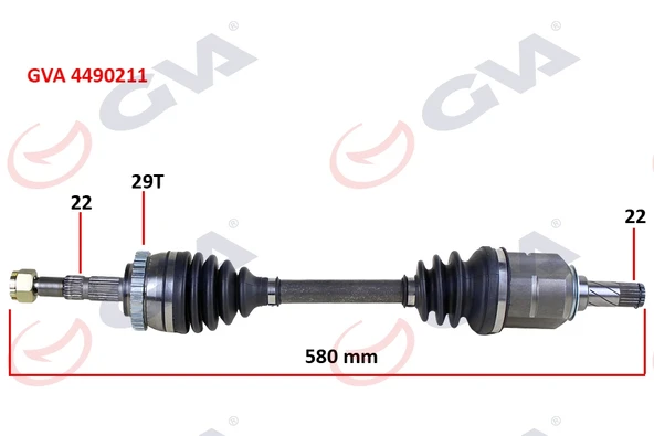 GVA 4490211 KOMPLE AKS SOL CORSA C-COMBO 1.2-1.4 16V 1.3 CDTI-1.7DTI 00-06 29 DİŞ ABS Lİ 580mm 24427062-26094867-374371-374466 ürün görseli 1