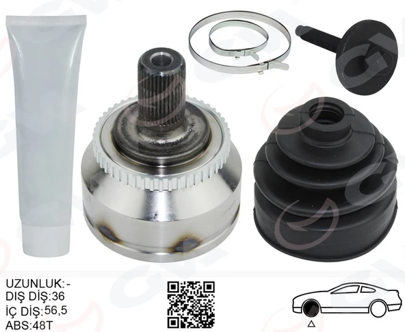 GVA 4499121K ÖN AKS KAFASI DIŞ SAĞ-SOL VOLVO S60 I 00>10 C70 I 96>02 36 27 56.5 114MM BOY 48 ABS LI 8602577 ürün görseli 1