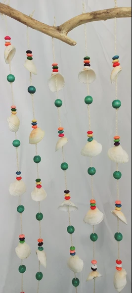 Renkli Boncuklu Deniz Kabuğu Figürlü 7'li Rüzgar Gülü - Resim 2