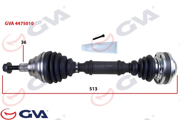 GVA 4475010 KOMPLE AKS SOL CADDY III 1.9 TDI 04-10 BJB 513mm 2K0407271E ürün görseli 1