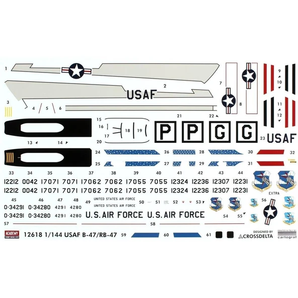 Academy 12618 1/144 Ölçek, USAF Boeing B-47 Savaş Uçağı, Plastik Model kiti - Resim 4