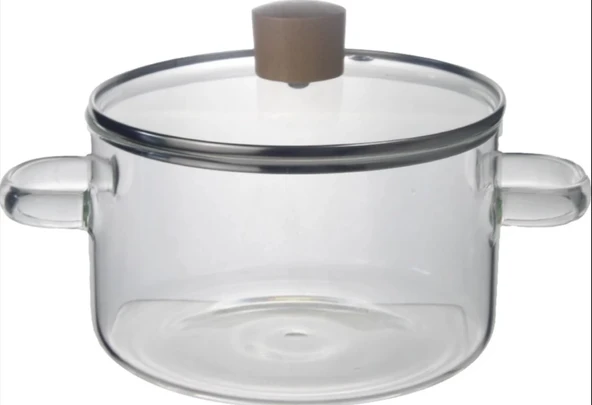 3'Lü Set Borosilikat Cam Tencere - Isıya Dayanıklı Ocak Üstü Cam Tencere - 2