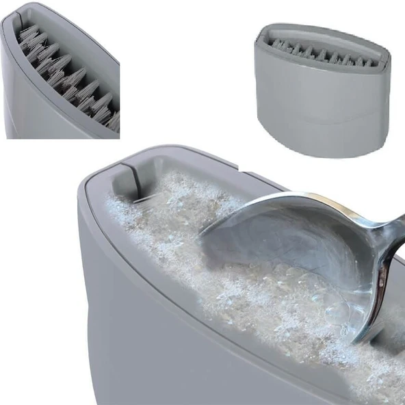 Hijyenik Çatal Kaşık Bıçak Yıkama Fırçası Vantuzlu - Çift Fırçalı ürün görseli