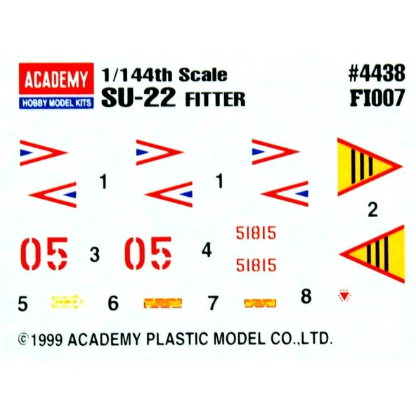 Academy 12612 1/144 Ölçek, SU-22 Fitter Savaş Uçağı, Plastik Model kiti - Resim 4