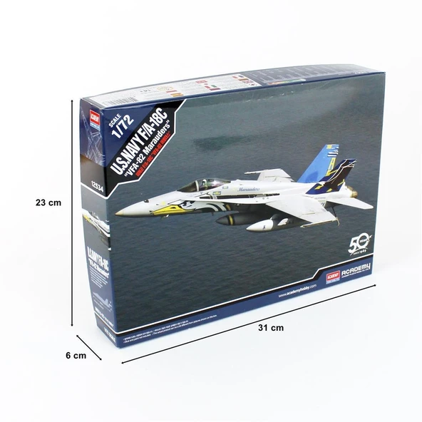 Academy 12534 1/72 Ölçek, U.S. Navy F/A-18C (VFA-82 Marauders) Savaş Uçağı, Plastik Model kiti - 5