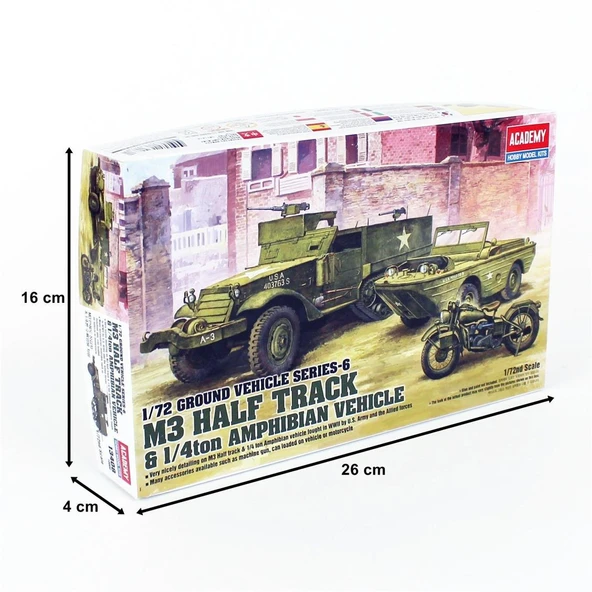 Academy 13408 1/72 Ölçek, Amerikan Zırhlı Personel Taşıyıcısı M3, Plastik Model kiti - 5