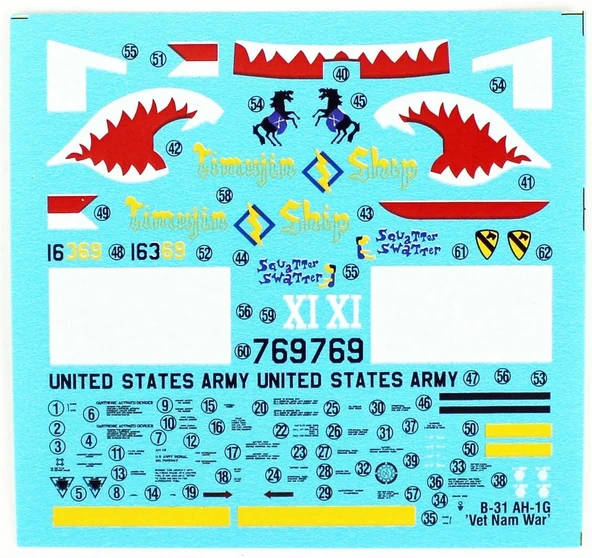 Mistercraft B031 1/72 Ölçek, AH-1G (Vietnam Savaşı) Helikopteri, Plastik Model kiti - 3