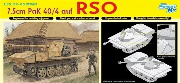 Dragon 6640 1/35 Ölçek, 7.5cm PaK 40/4 auf RSO Tanksavar Topu Plastik Model Kiti ürün görseli 1
