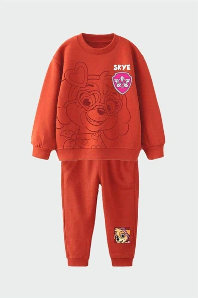 Cg Kids Paw patroll skye temalı Kız Çocuk 3 iplik Alt Üst Takım Süper Kalite Kumaş - 3