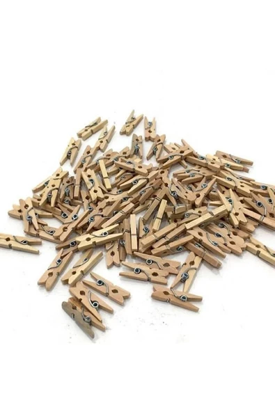 Küçük Ahşap Mini Mandal Fotoğraf Not Tutucu Mandal 20 Adet - - 3