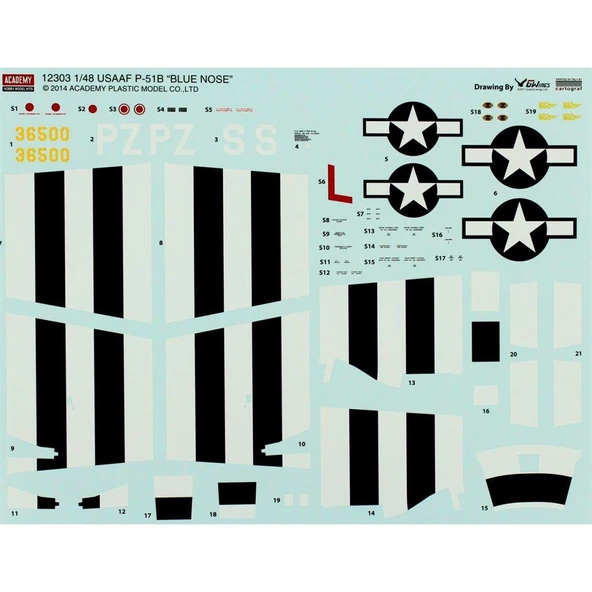 Academy 12303 1/48 Ölçek, P-51B Normandiya Çıkartması 70. Yıl Savaş Uçağı, Plastik Model kiti - Resim 3