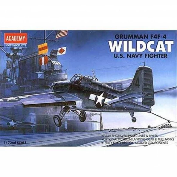 Academy 12451 1/72 Ölçek, F4F-4 Wildcat Savaş Uçağı, Plastik Model kiti ürün görseli 1