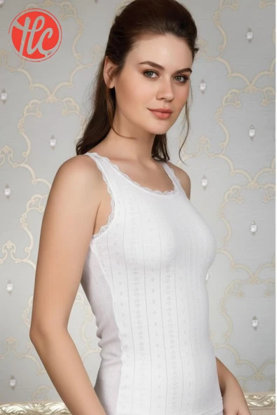 Anıl Kadın Kalın Askılı Hafif Rahat İnce ve Çok Yumuşak Jakarlı Dantelli Sıcak Tutan Termal Üst İçlik - 11