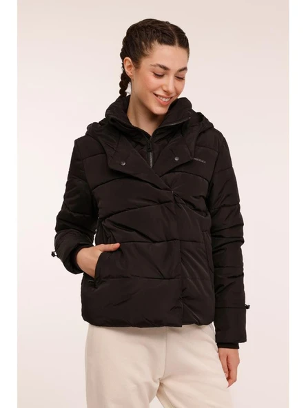 LUMBERJACK KARINA 2SN71 4PR SİYAH KISA KABAN - Resim 2