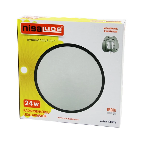 NİSALUCE EAMP-106/B 24W RADAR SENSÖRLÜ LEDLİ ARMATÜR BEYAZ ÇERÇEVE MEKATRONİK ASKI SİSTEMİ 6500K - 2160Lm (5284) ürün görseli